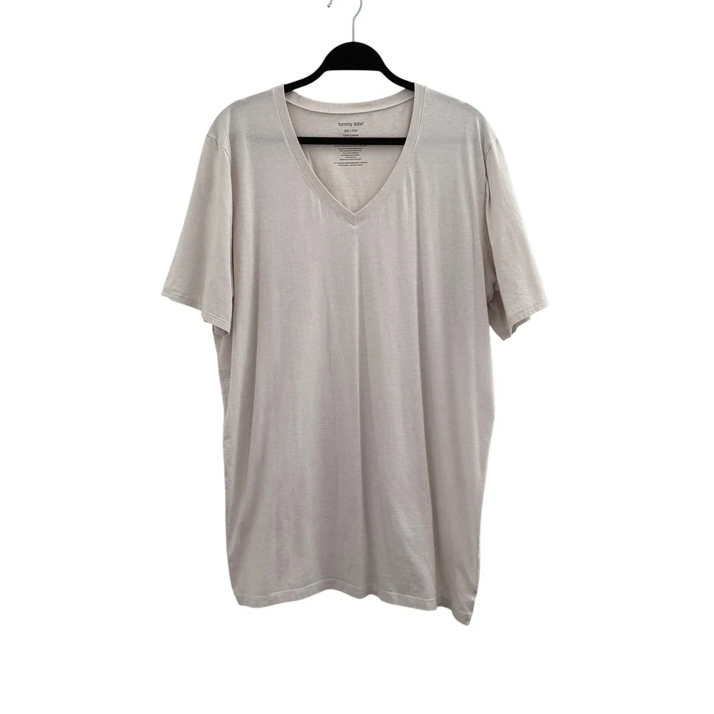 Tommy John‎ Cool Cotton Stay-Tucked V-Neck Undershirt Mens 2XL Short Sleeve